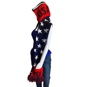 Red White & Blue Star Hooded Pocket Scarf
